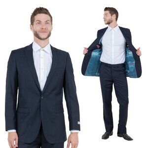 Mens 2-Piece Pick Stitch Suit, Slim-Fit Navy